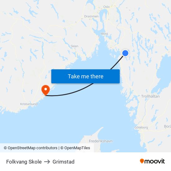 Folkvang Skole to Grimstad map