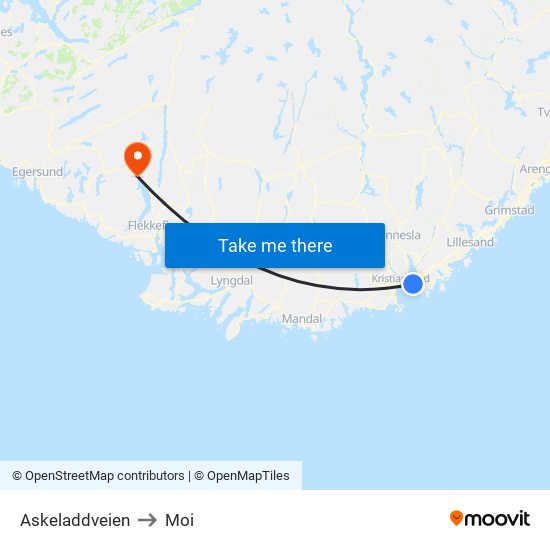 Askeladdveien to Moi map