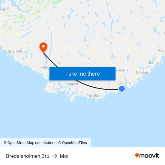 Bredalsholmen Bru to Moi map