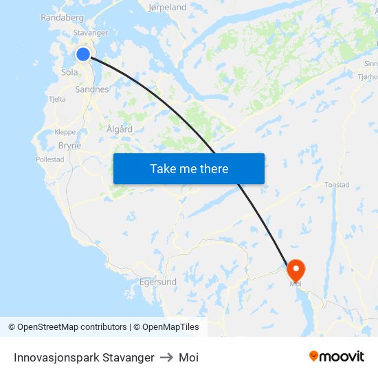 Innovasjonspark Stavanger to Moi map