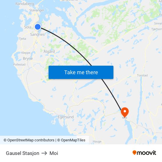 Gausel Stasjon to Moi map