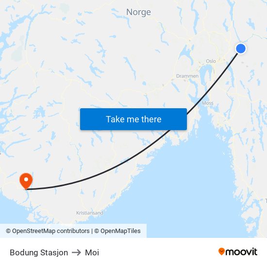 Bodung Stasjon to Moi map