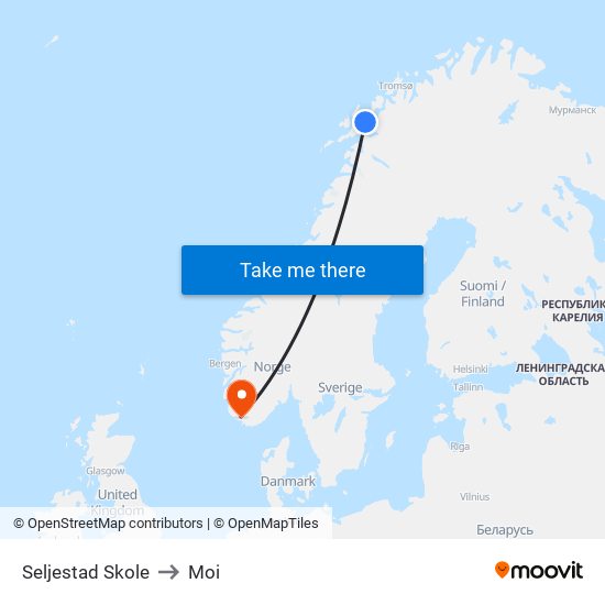 Seljestad Skole to Moi map