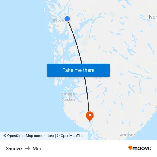 Sandvik to Moi map