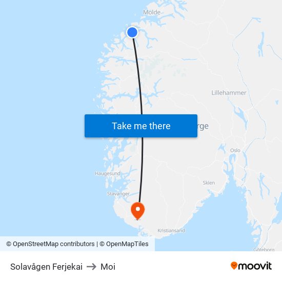 Solavågen Ferjekai to Moi map