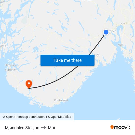 Mjøndalen Stasjon to Moi map