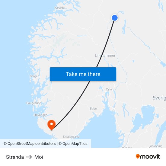 Stranda to Moi map