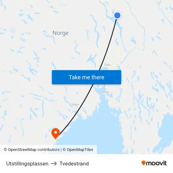 Utstillingsplassen to Tvedestrand map
