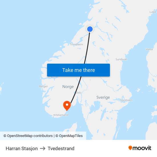 Harran Stasjon to Tvedestrand map