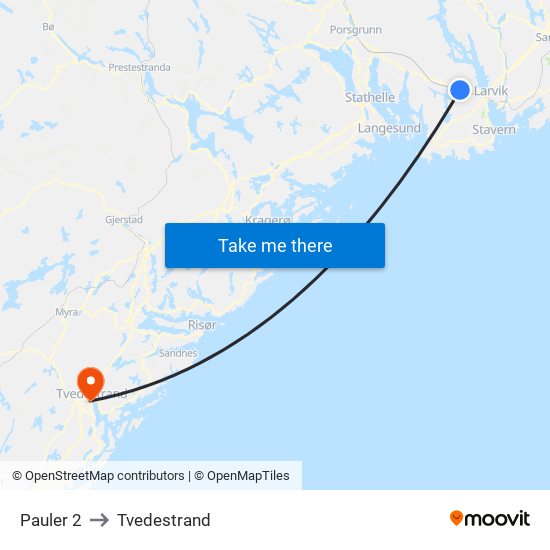 Pauler 2 to Tvedestrand map