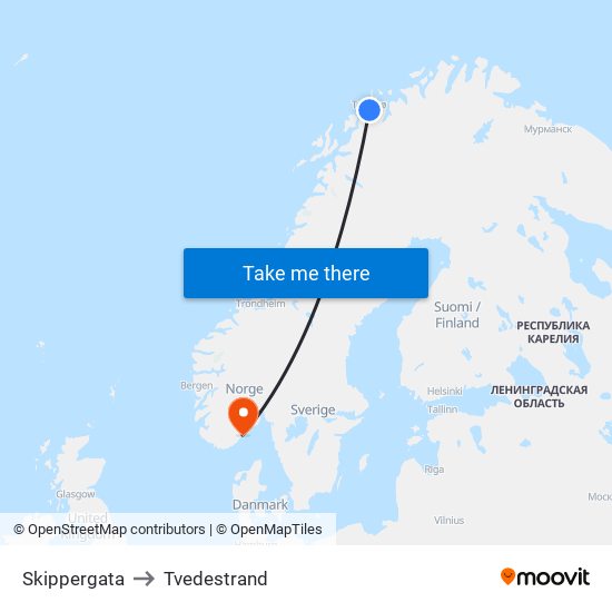 Skippergata to Tvedestrand map