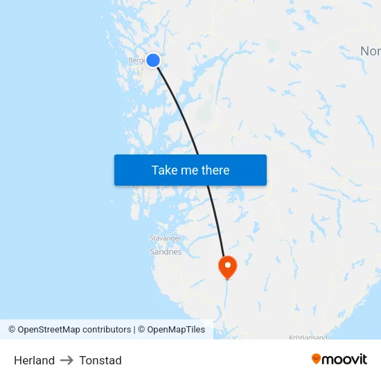 Herland to Tonstad map