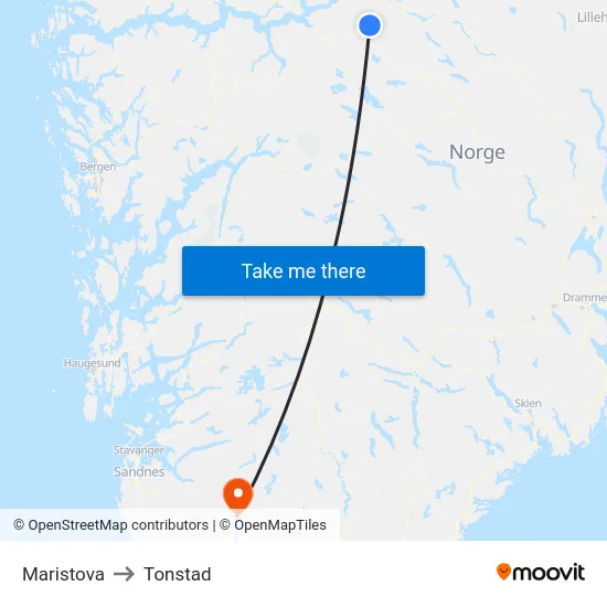 Maristova to Tonstad map