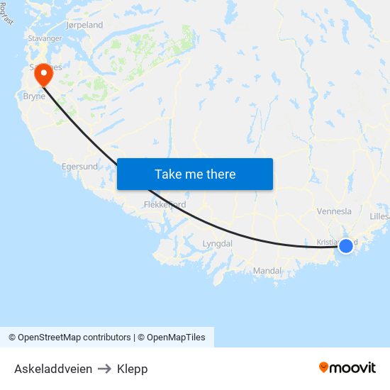 Askeladdveien to Klepp map