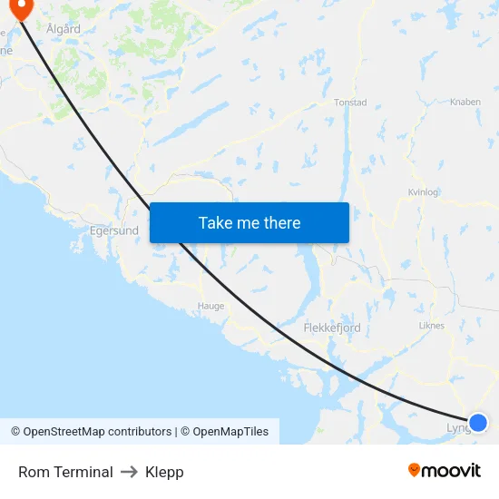 Rom Terminal to Klepp map