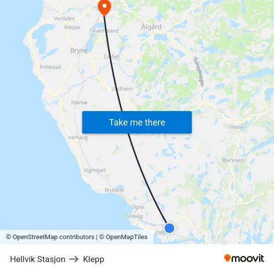 Hellvik Stasjon to Klepp map