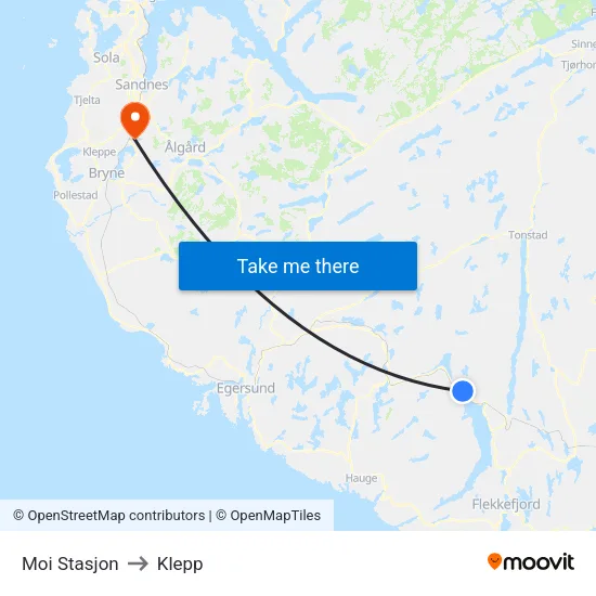 Moi Stasjon to Klepp map