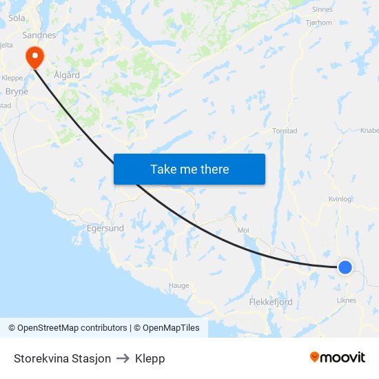 Storekvina Stasjon to Klepp map