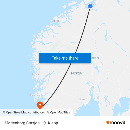 Marienborg Stasjon to Klepp map