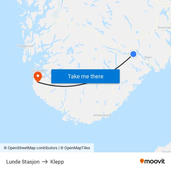 Lunde Stasjon to Klepp map