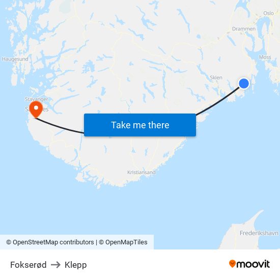 Fokserød to Klepp map
