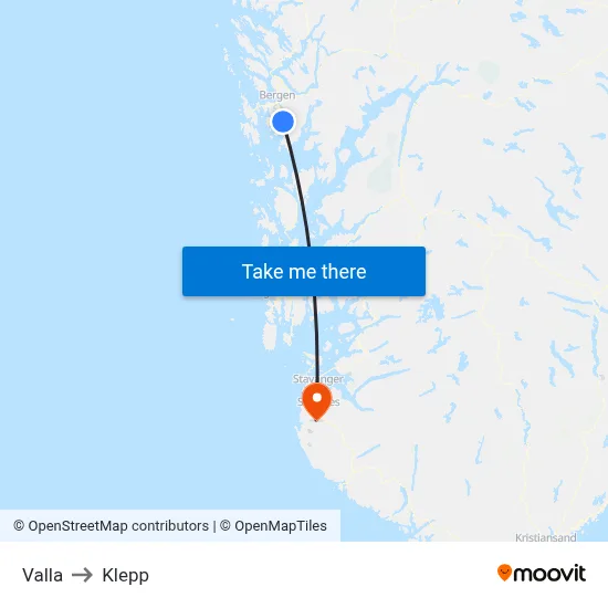 Valla to Klepp map
