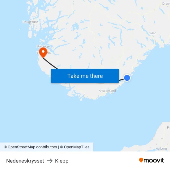 Nedeneskrysset to Klepp map