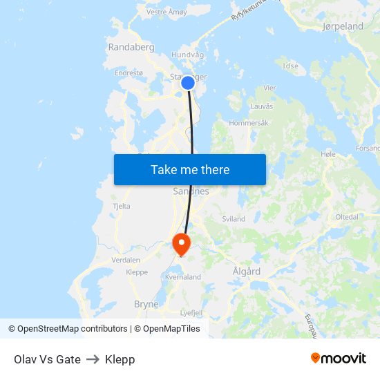 Olav Vs Gate to Klepp map