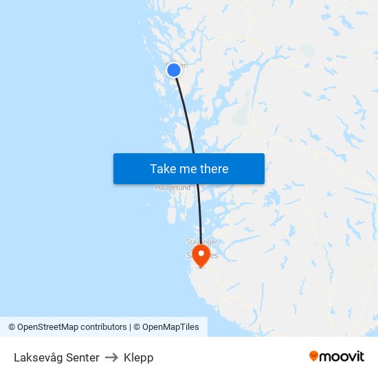 Laksevåg Senter to Klepp map
