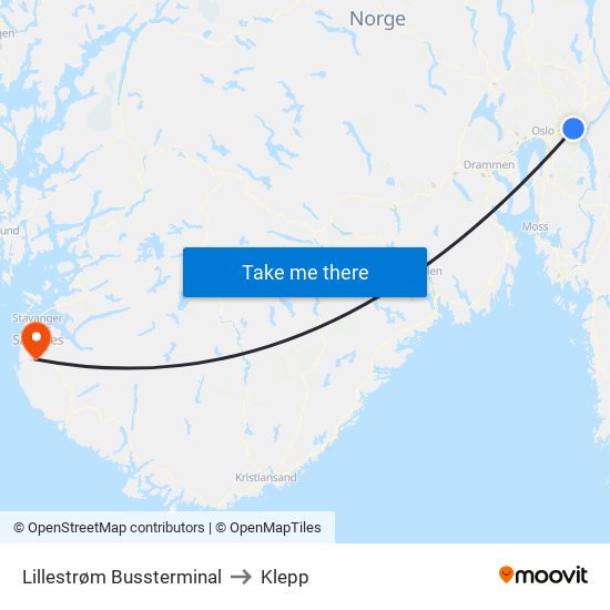 Lillestrøm Bussterminal to Klepp map