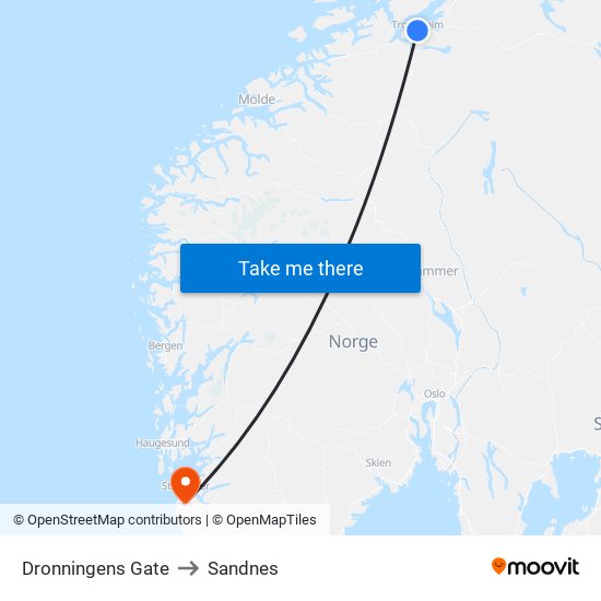 Dronningens Gate to Sandnes map