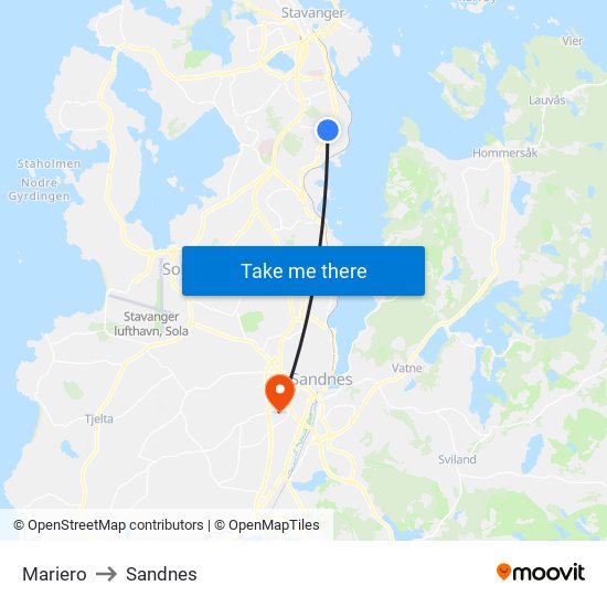Mariero to Sandnes map