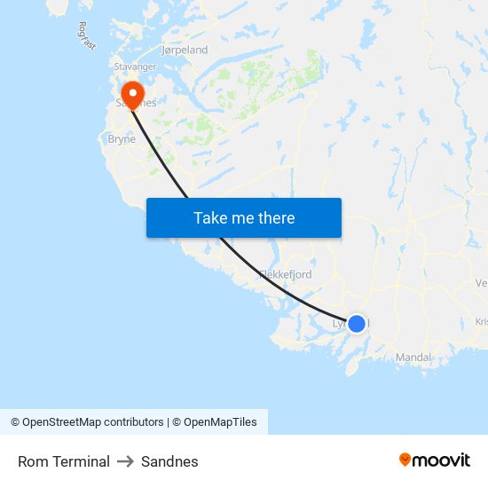 Rom Terminal to Sandnes map