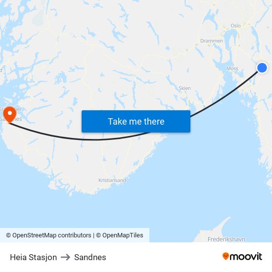 Heia Stasjon to Sandnes map