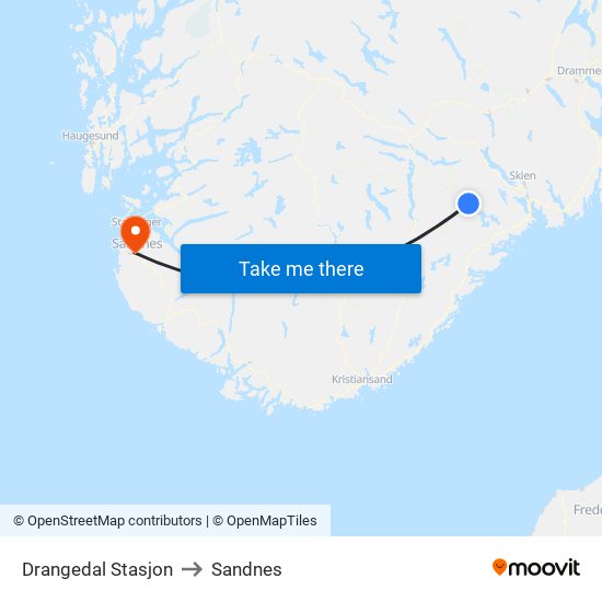 Drangedal Stasjon to Sandnes map