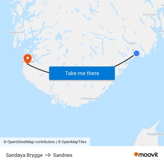 Sandøya Brygge to Sandnes map