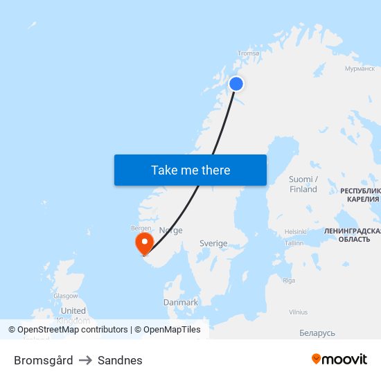 Bromsgård to Sandnes map