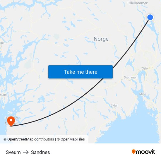 Sveum to Sandnes map