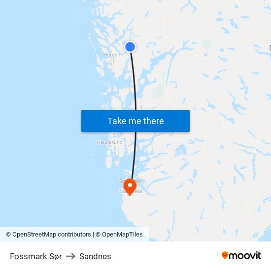 Fossmark Sør to Sandnes map