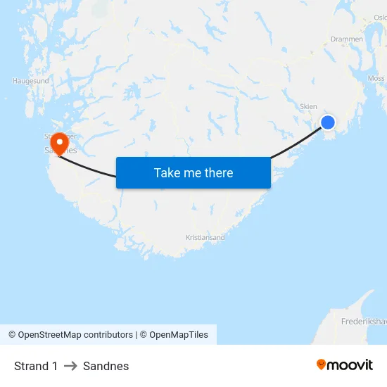 Strand 1 to Sandnes map