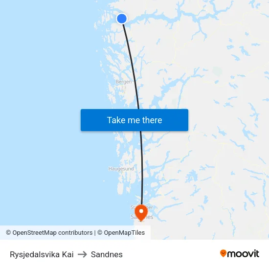 Rysjedalsvika Kai to Sandnes map