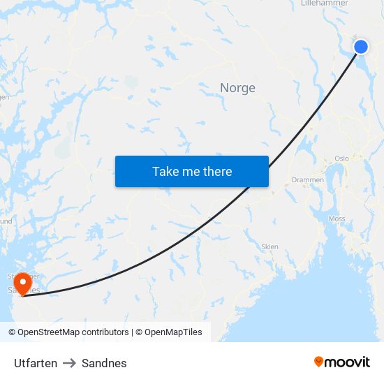 Utfarten to Sandnes map