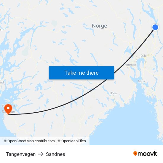 Tangenvegen to Sandnes map