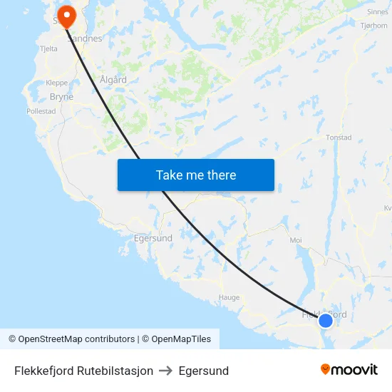 Flekkefjord Rutebilstasjon to Egersund map
