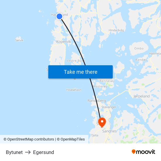Bytunet to Egersund map
