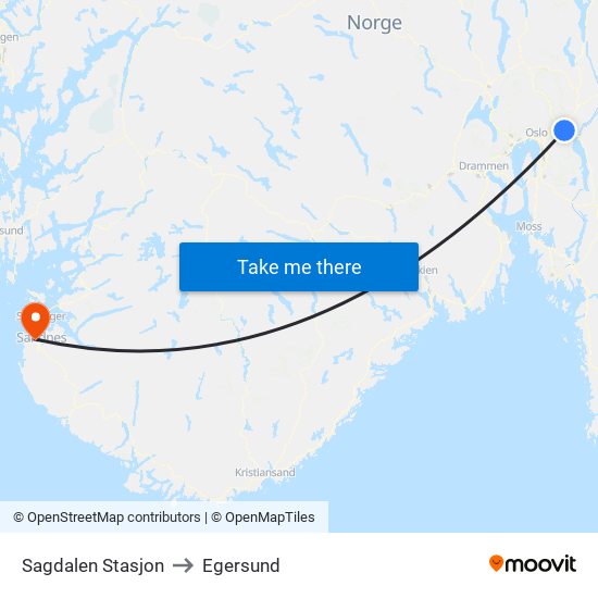 Sagdalen Stasjon to Egersund map