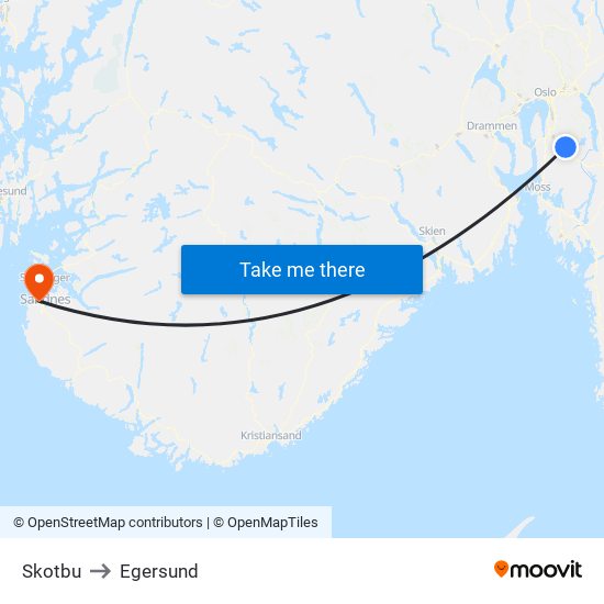 Skotbu to Egersund map