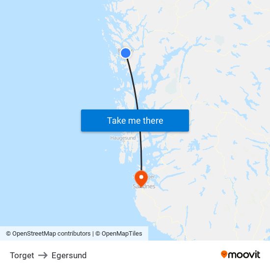 Torget to Egersund map