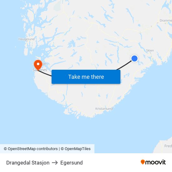 Drangedal Stasjon to Egersund map