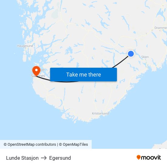 Lunde Stasjon to Egersund map
